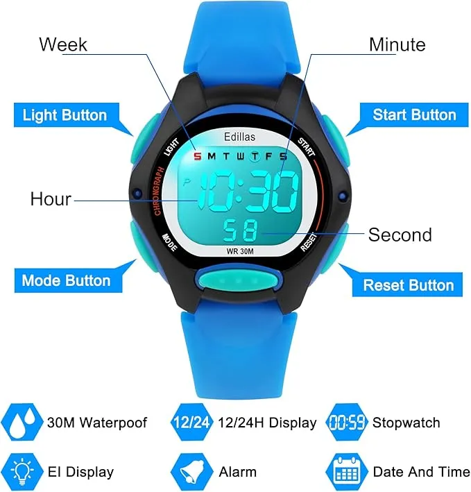 ✨ 🎁 Kids Digital Watch – 7 Color LED Lights & Waterproof Design 🎁 ✨