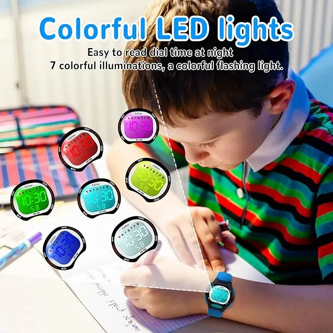 ✨ 🎁 Kids Digital Watch – 7 Color LED Lights & Waterproof Design 🎁 ✨