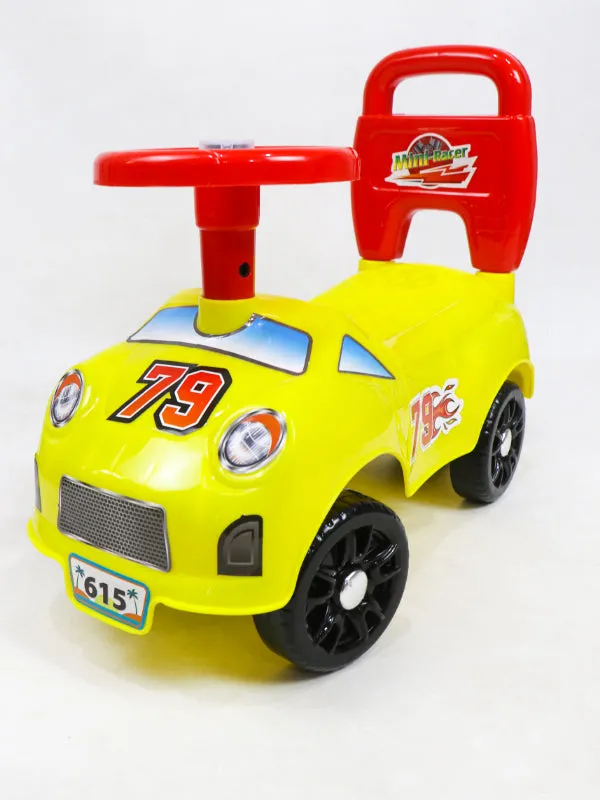 79 Racer 4 Wheel Ride On Push Car For Kids Yellow