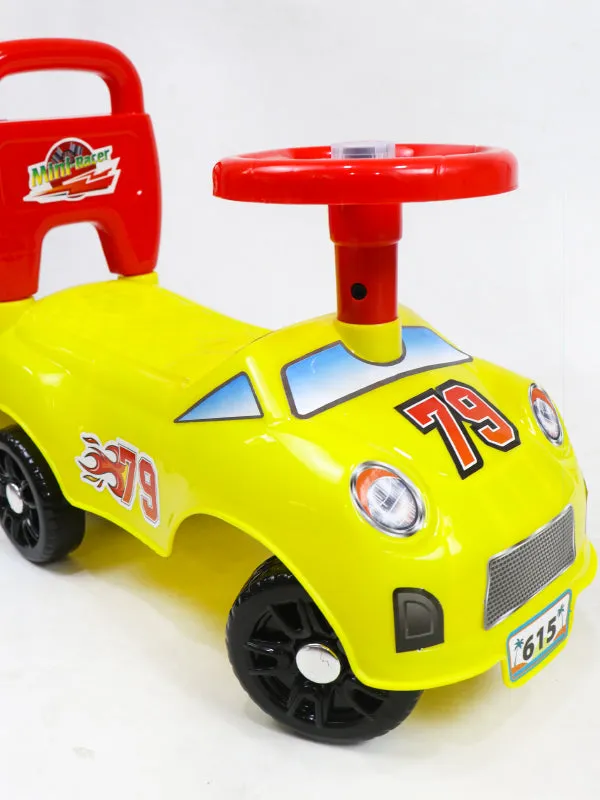 79 Racer 4 Wheel Ride On Push Car For Kids Yellow