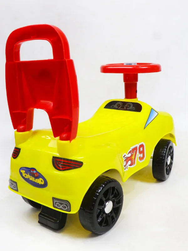 79 Racer 4 Wheel Ride On Push Car For Kids Yellow