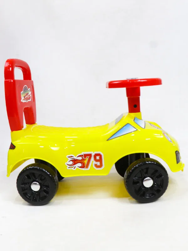 79 Racer 4 Wheel Ride On Push Car For Kids Yellow