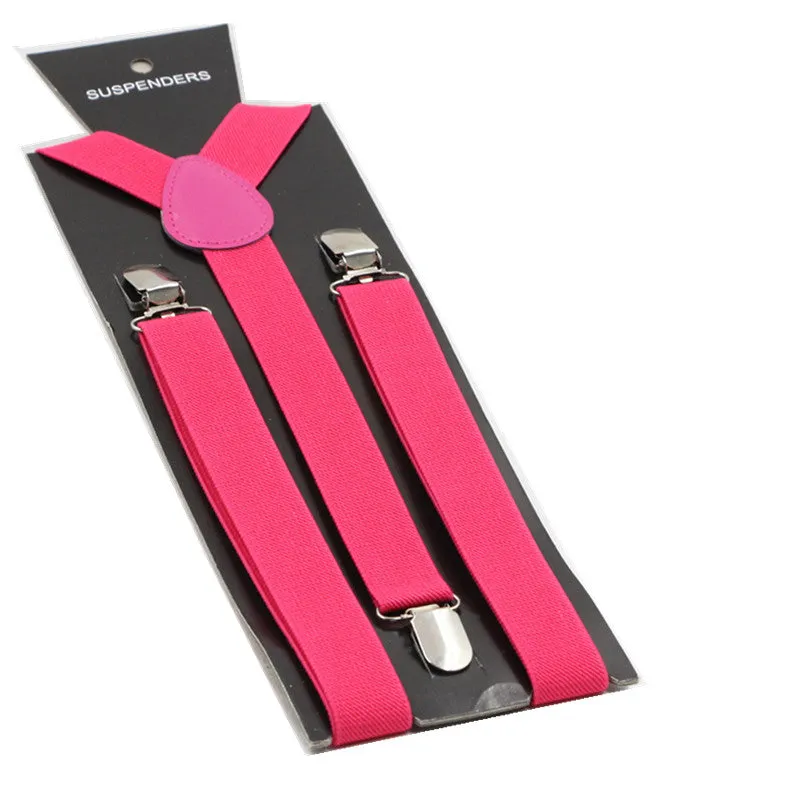 Adjustable 100cm Hot Pink Adult Mens Suspenders