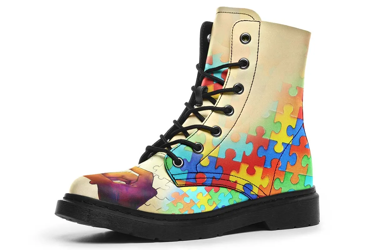 Artistic Autism Awareness Boots