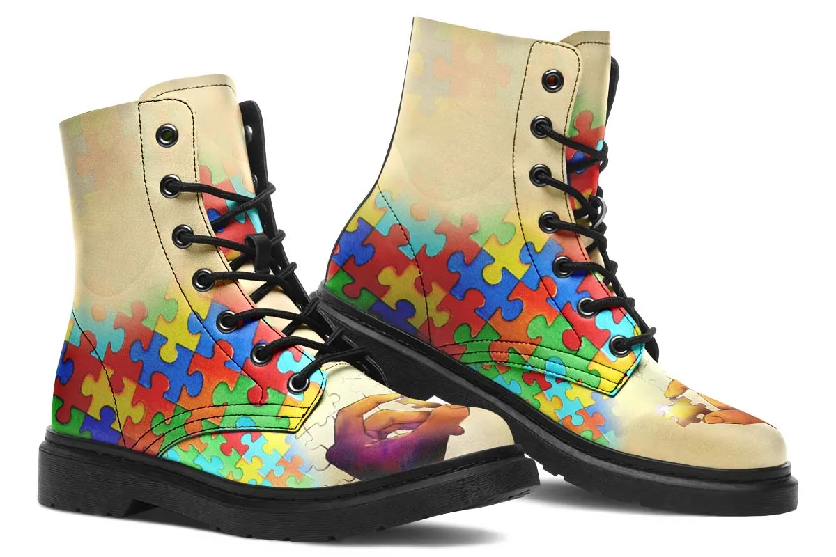 Artistic Autism Awareness Boots