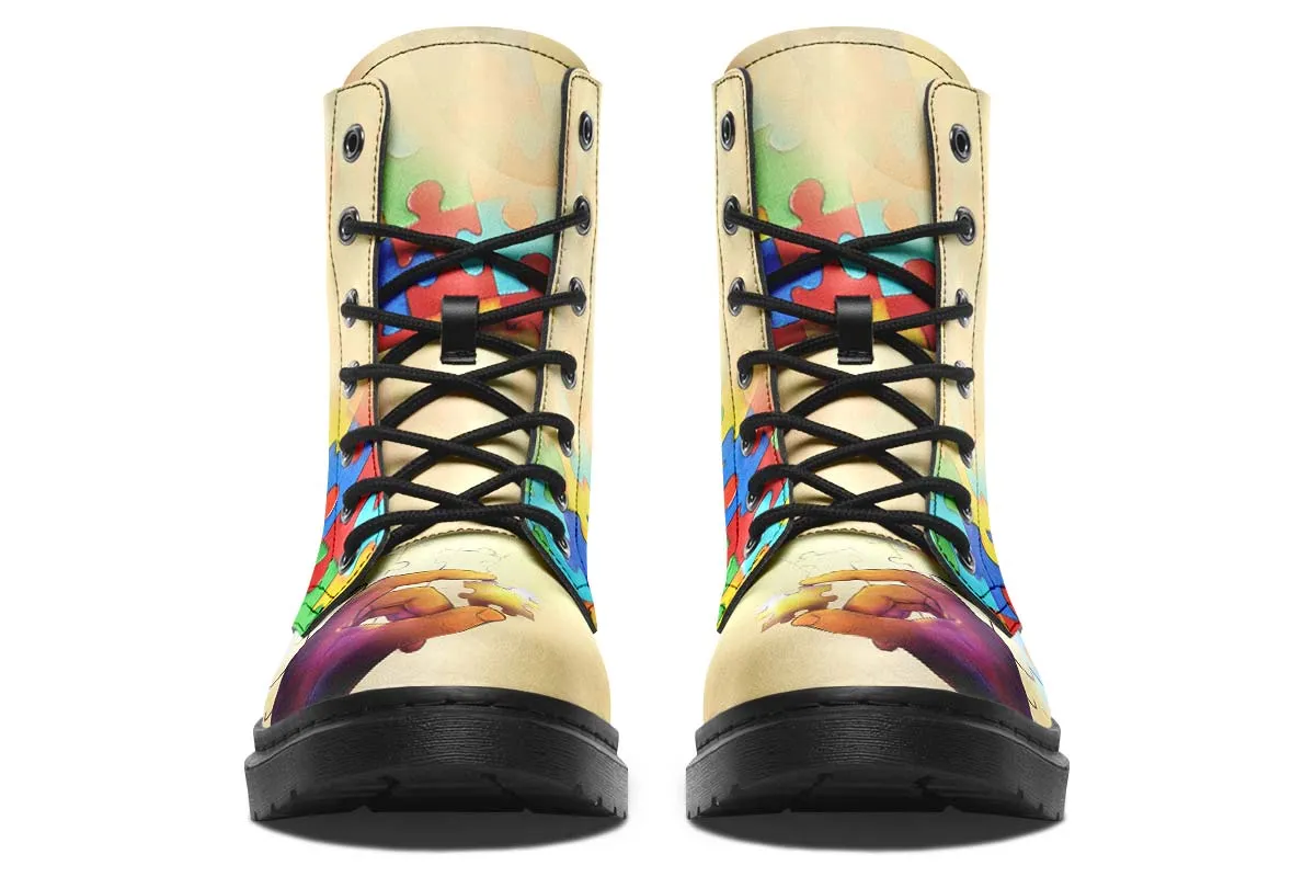 Artistic Autism Awareness Boots