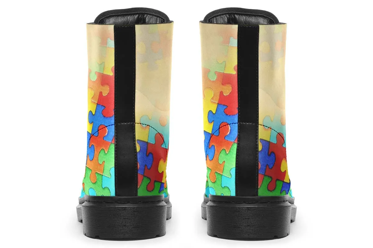 Artistic Autism Awareness Boots