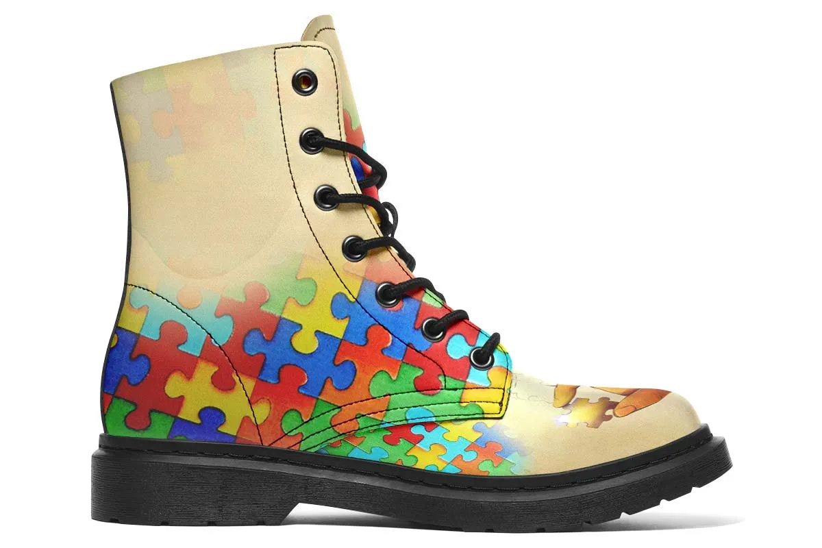 Artistic Autism Awareness Boots