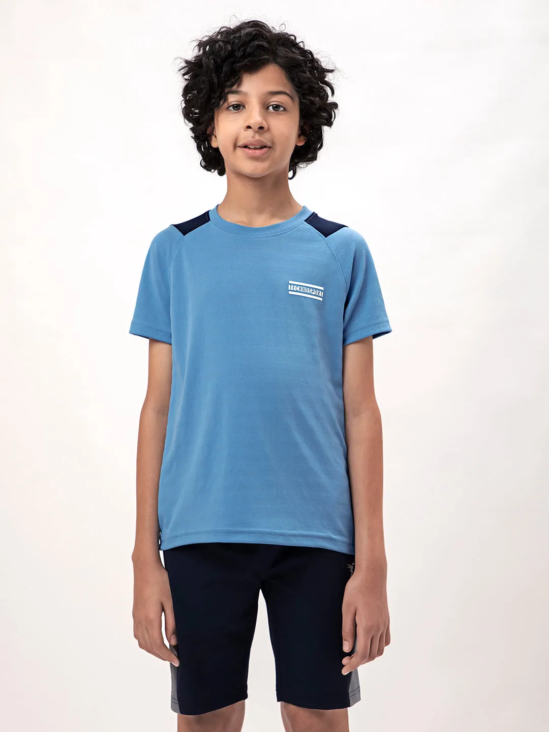 Boys Colorblock Slim Fit Crew Neck T-shirt with TECHNO COOL 