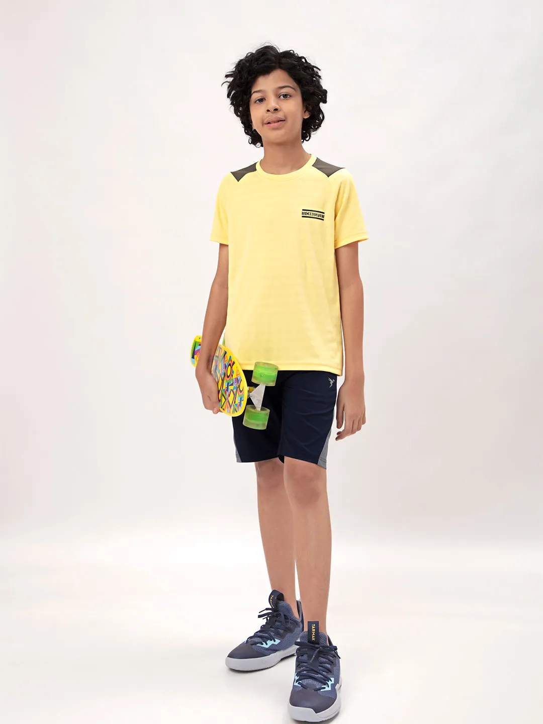 Boys Colorblock Slim Fit Crew Neck T-shirt with TECHNO COOL 