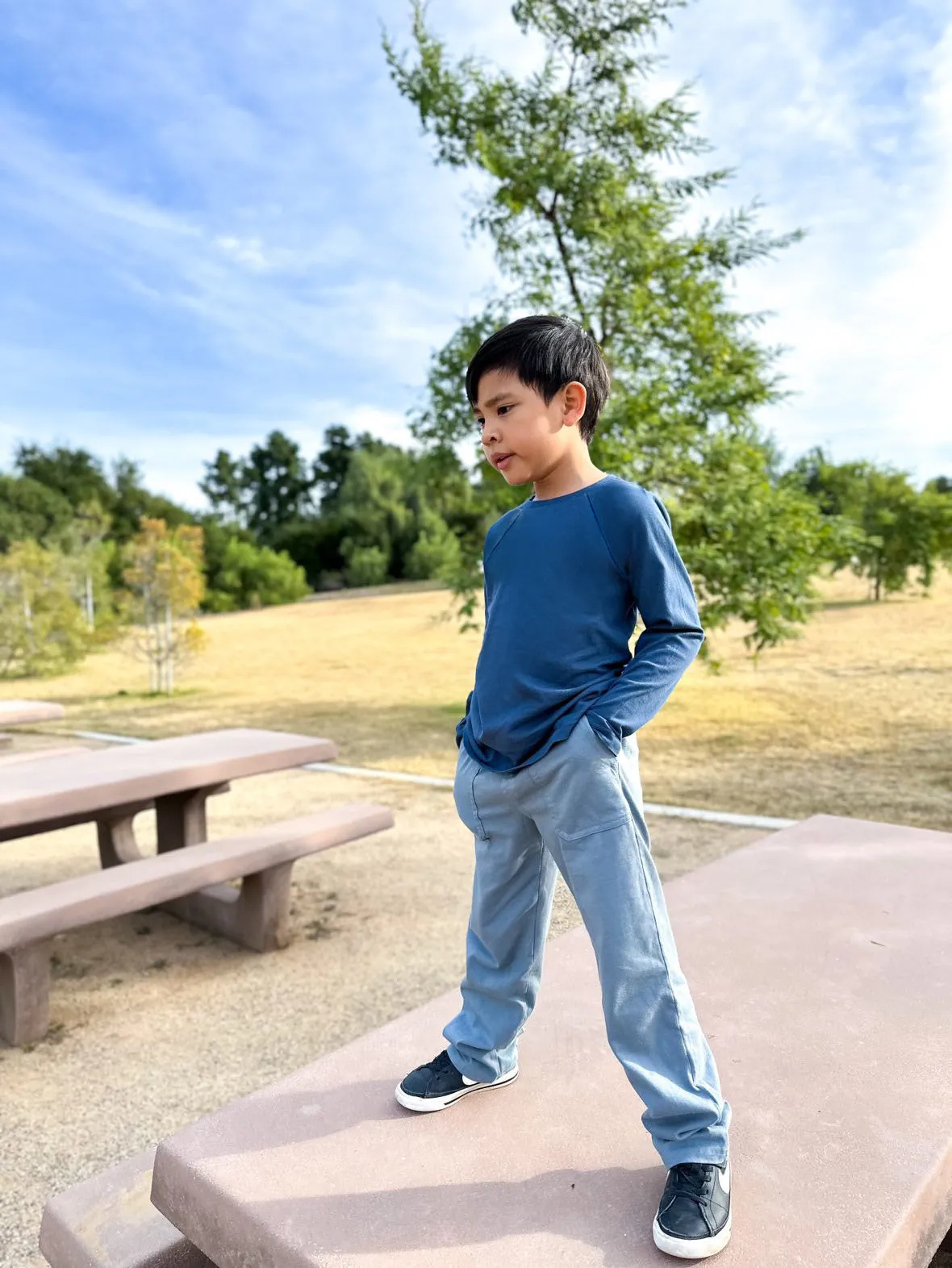 Boys Super-Soft 100% Organic Cotton Raglan Long Sleeve Tee | Charcoal