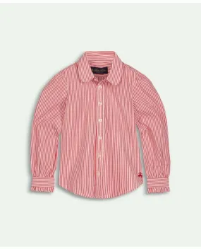 Brooks Brothers Girls Cotton Striped Shirt Red