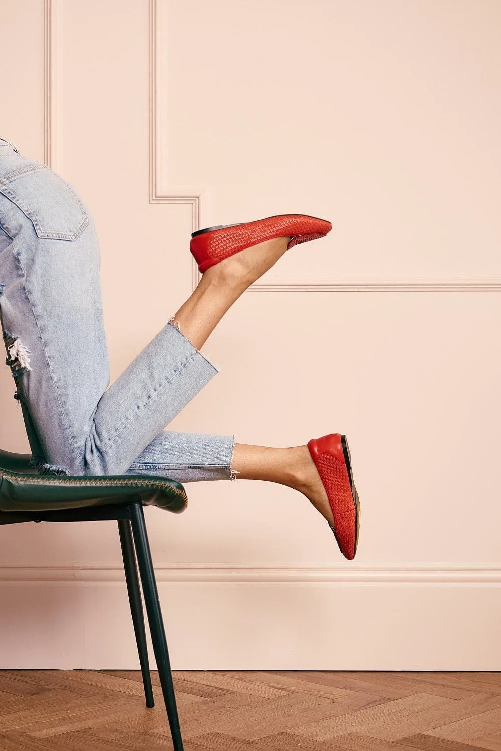 Clapham - Coral Woven Leather Loafers