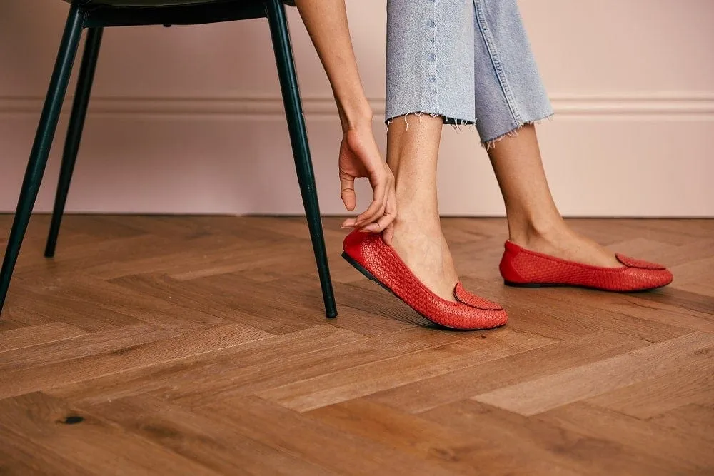 Clapham - Coral Woven Leather Loafers