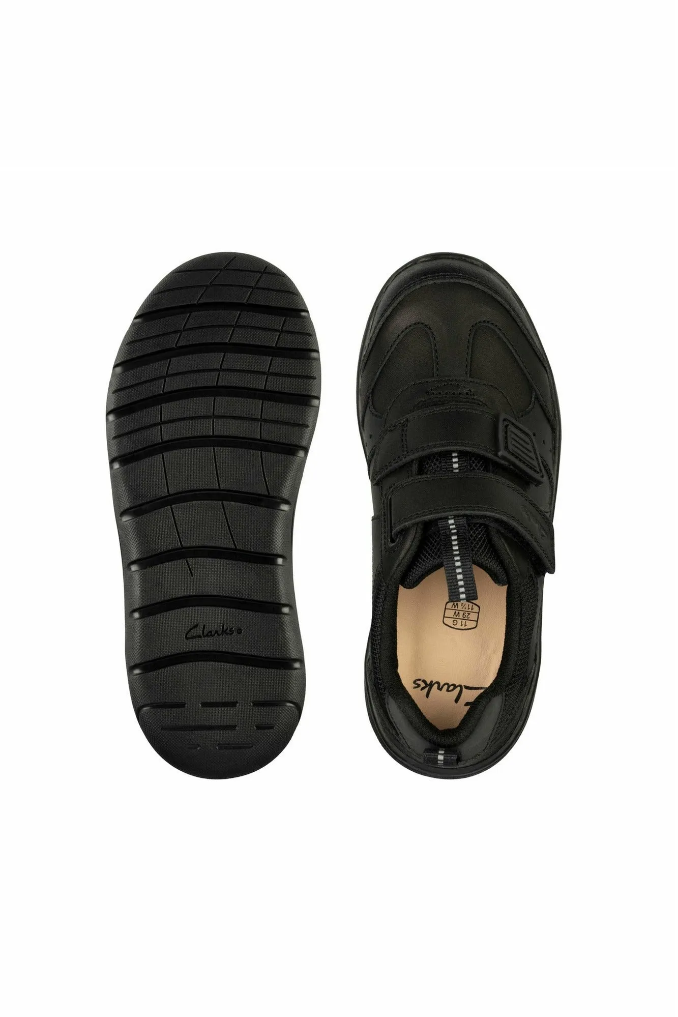 Clarks Scooter Run Kid black leather school shoe