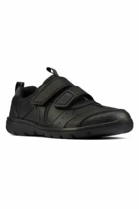 Clarks Scooter Run Kid black leather school shoe