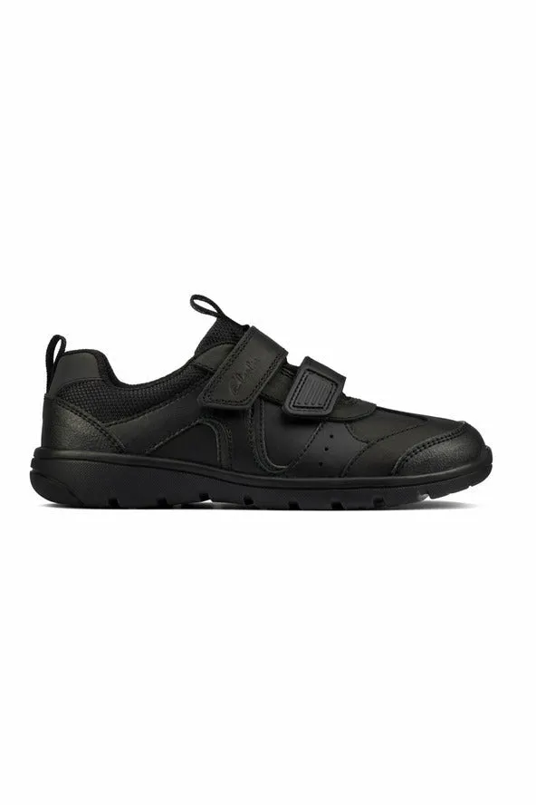 Clarks Scooter Run Kid black leather school shoe