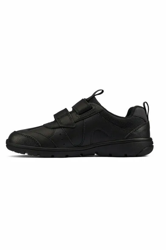 Clarks Scooter Run Kid black leather school shoe