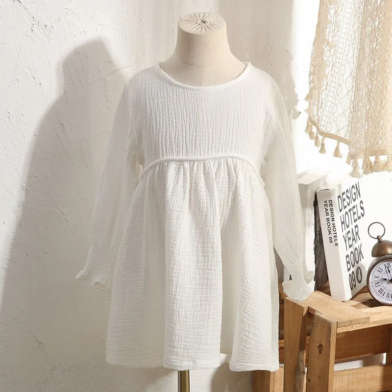 Elegant Cotton A-Line White Dress