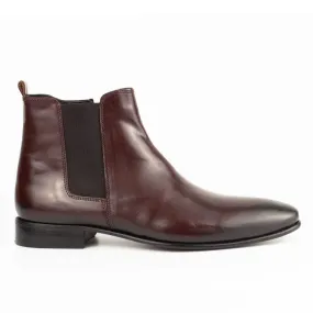 Giovanni Burgundy Men's Chelsea Genuine Leather Boots - Leather Sole