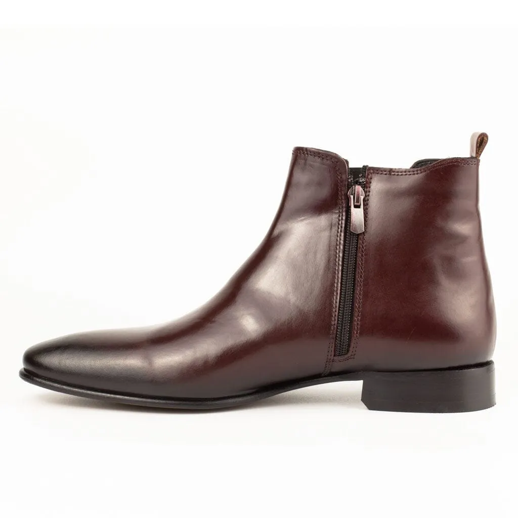 Giovanni Burgundy Men's Chelsea Genuine Leather Boots - Leather Sole