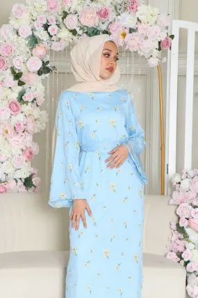 Inara Embroidery Dress- Sky Blue