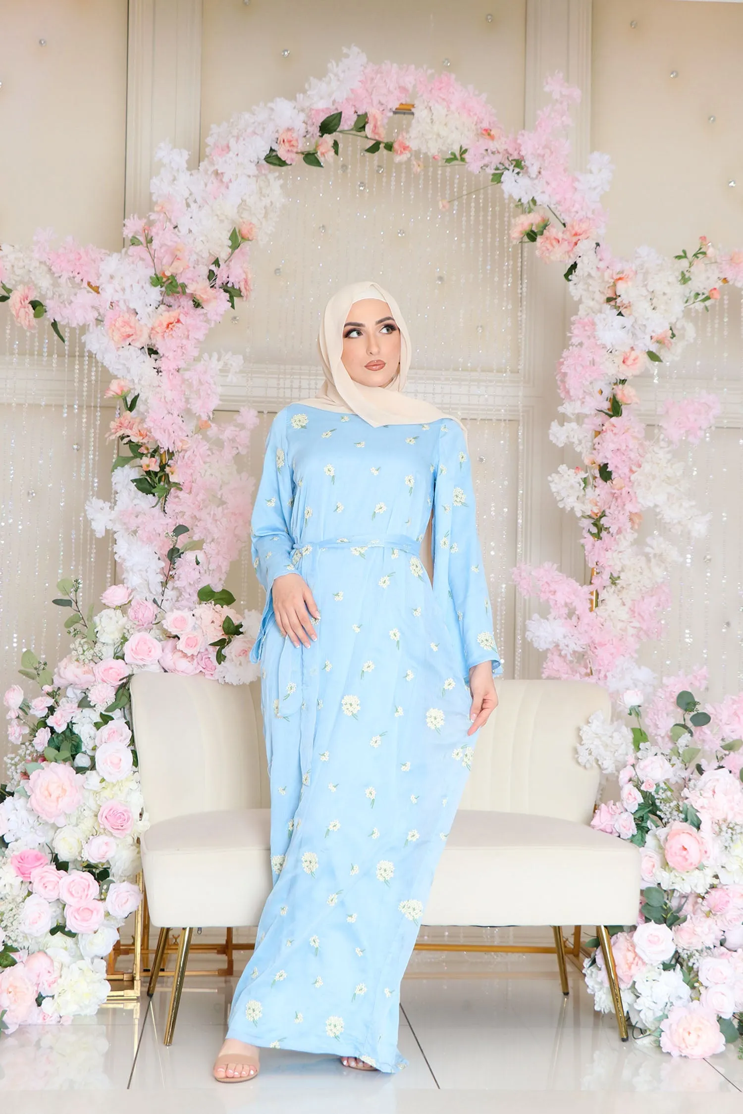 Inara Embroidery Dress- Sky Blue