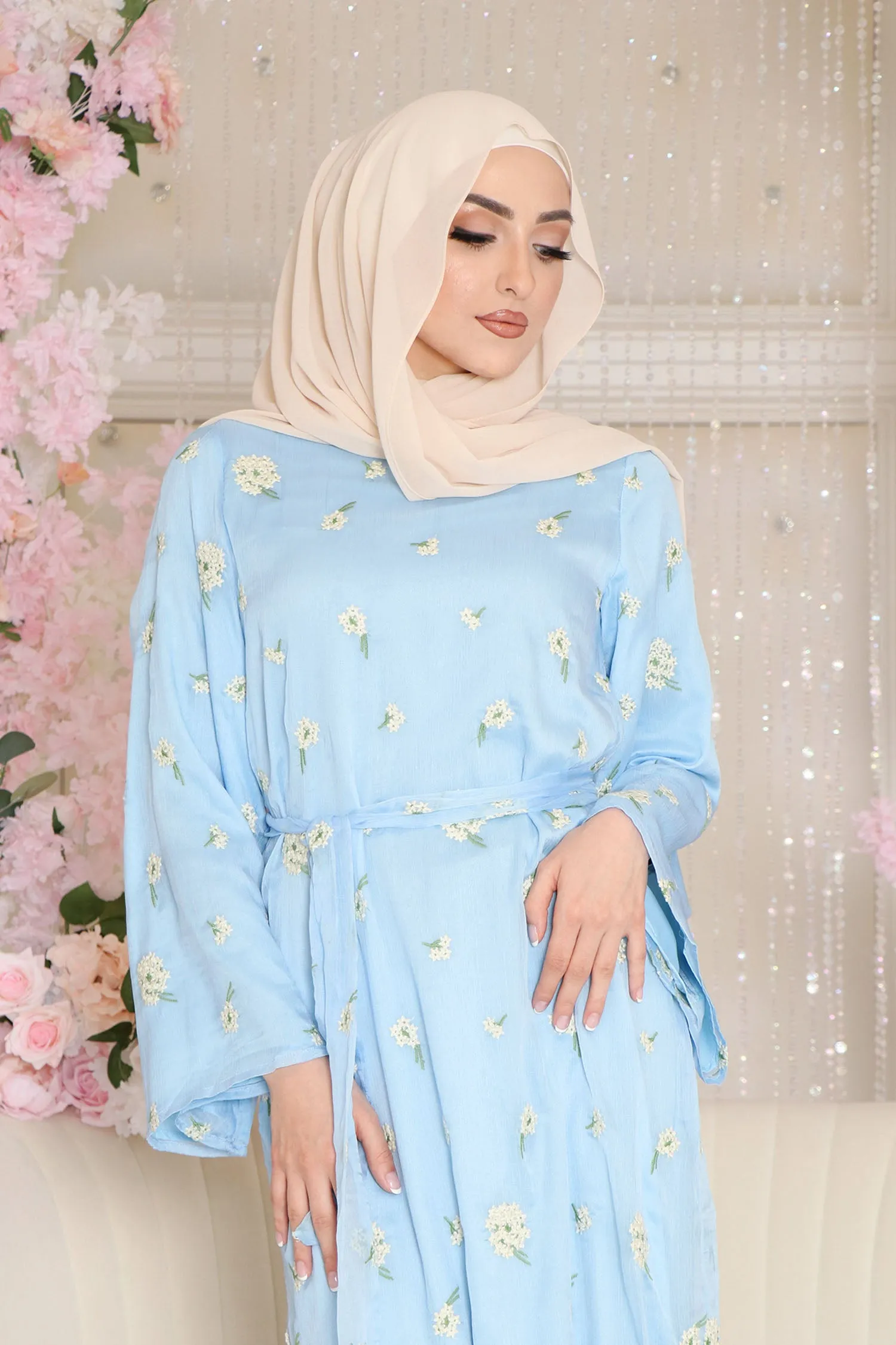 Inara Embroidery Dress- Sky Blue