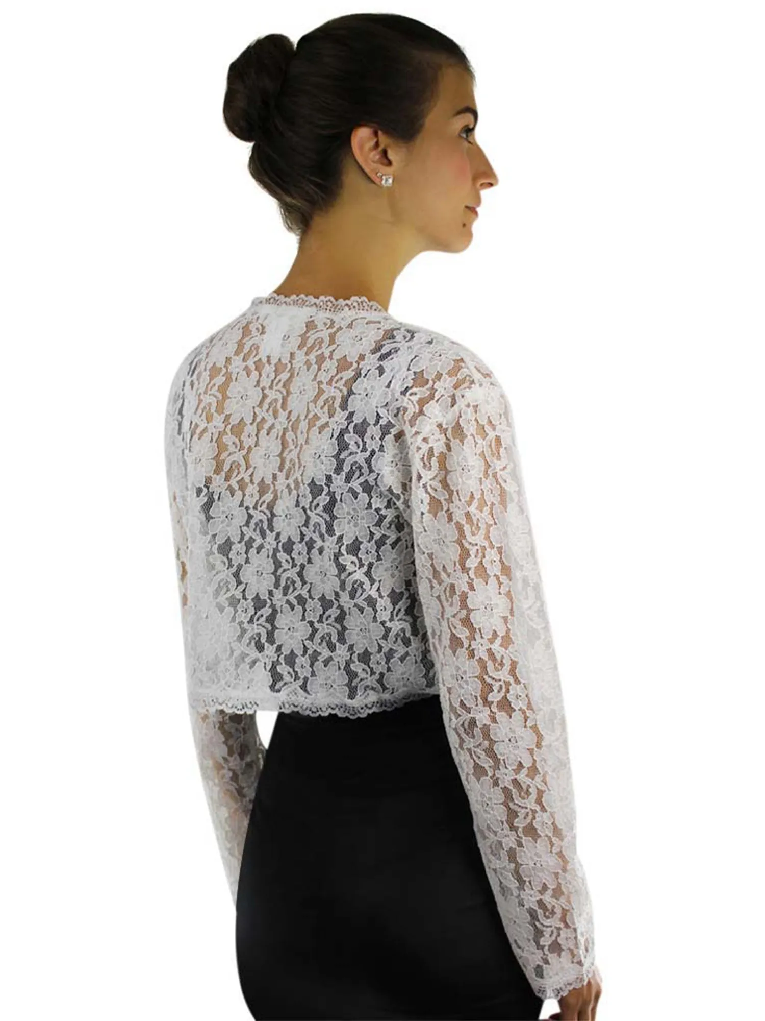 Long Sleeve Dressy Lace Cropped Bolero Shrug Jacket