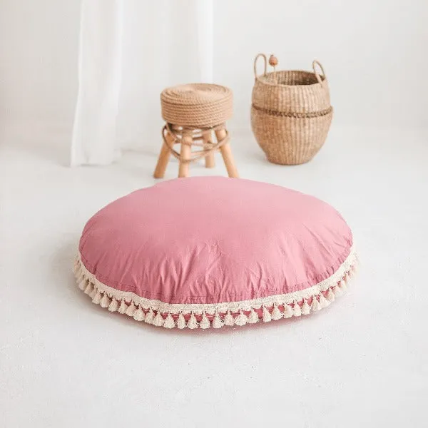 MiniCamp Big Floor Cushion With Tassels - Rose