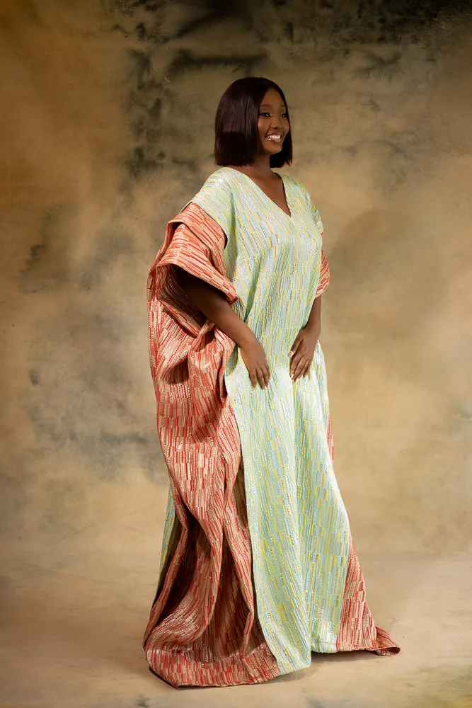 MOREMI REGAL KAFTAN - LIGHT BLUE & CORAL