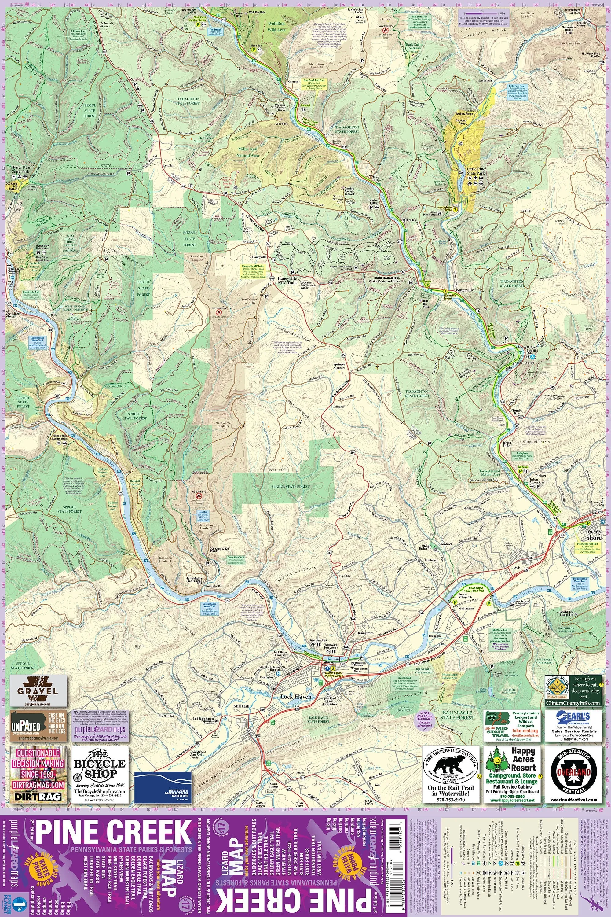 Pine Creek Lizard Map - Grand Canyon of Pennsylvania