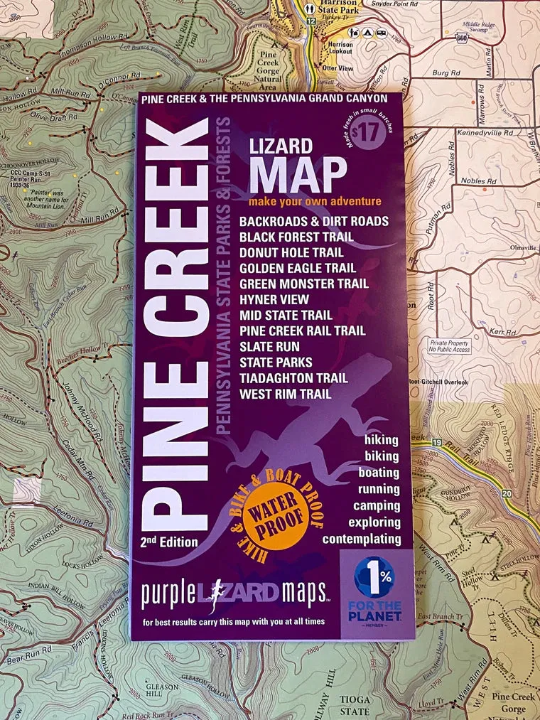 Pine Creek Lizard Map - Grand Canyon of Pennsylvania