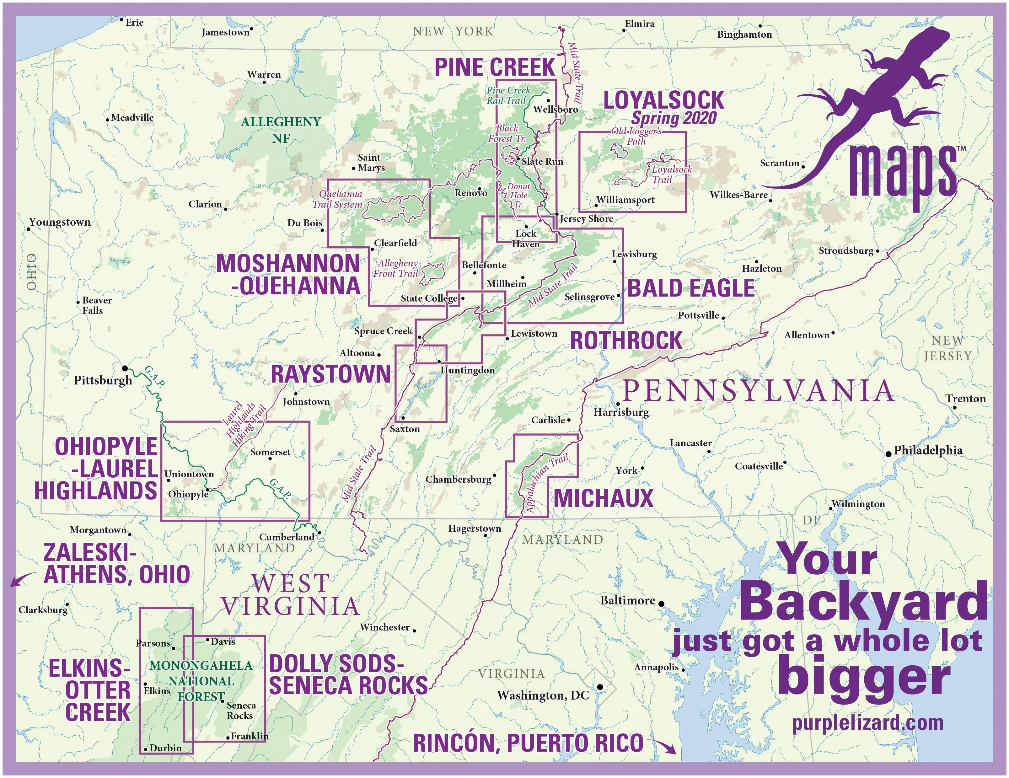 Pine Creek Lizard Map - Grand Canyon of Pennsylvania