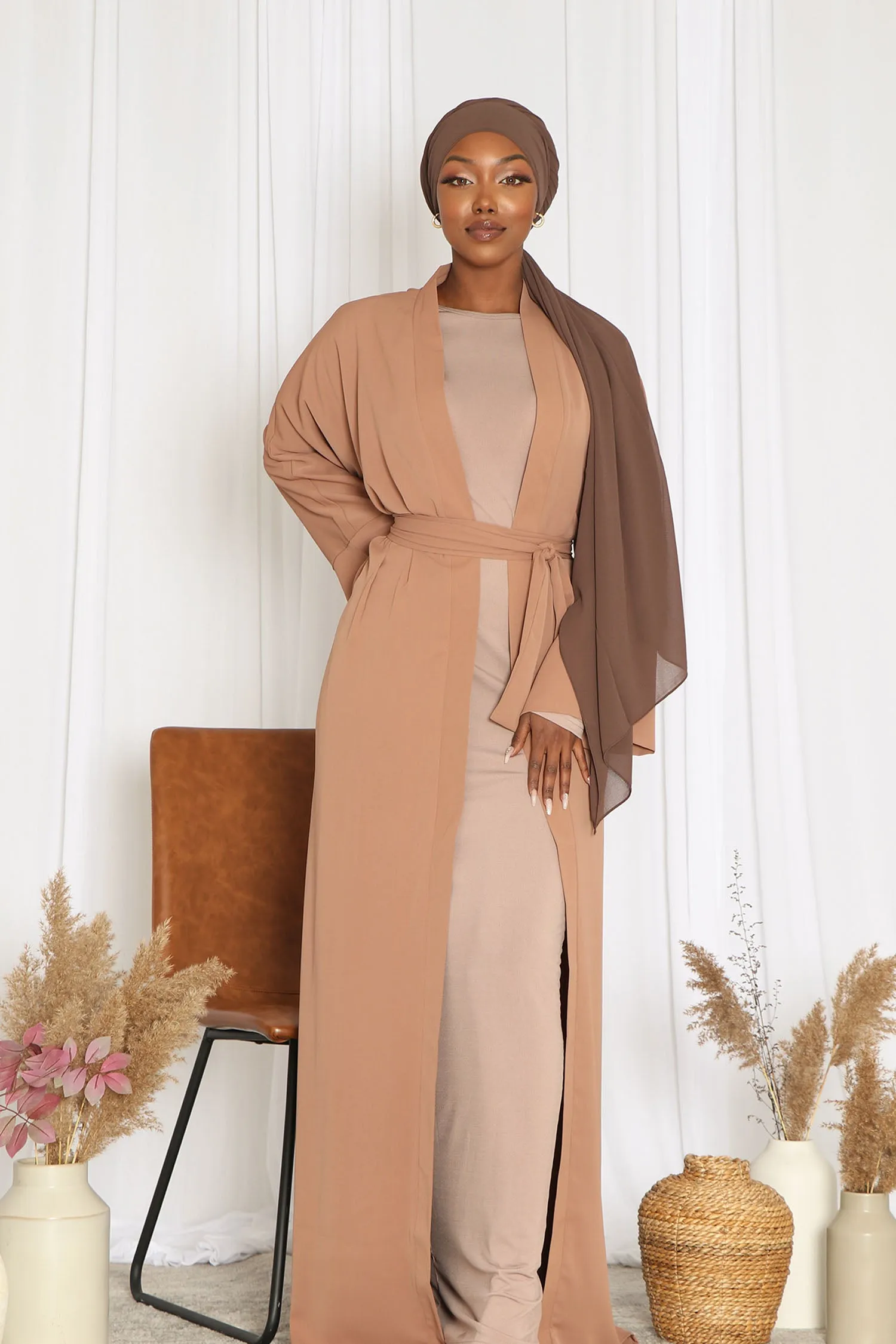 Rana Soft Open Abaya- Tan