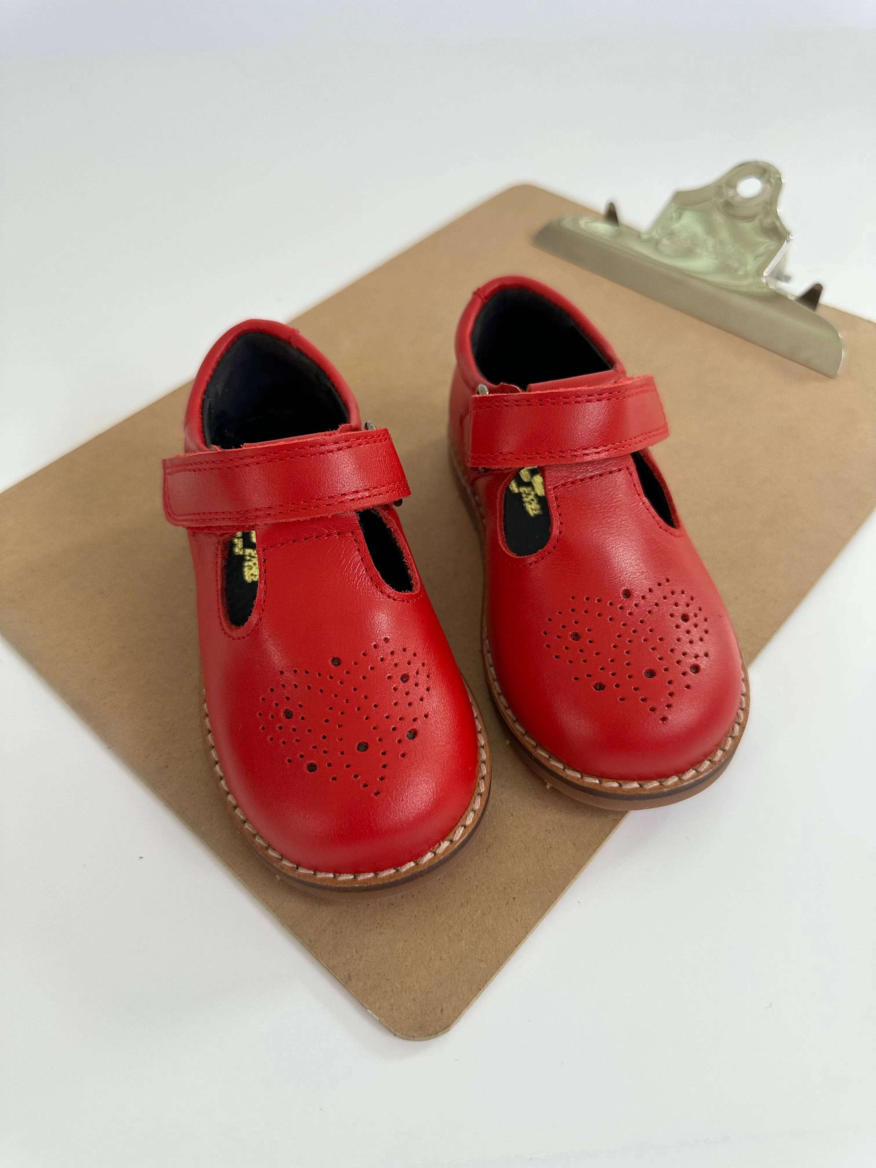 Red t-strap velcro school shoe (8)