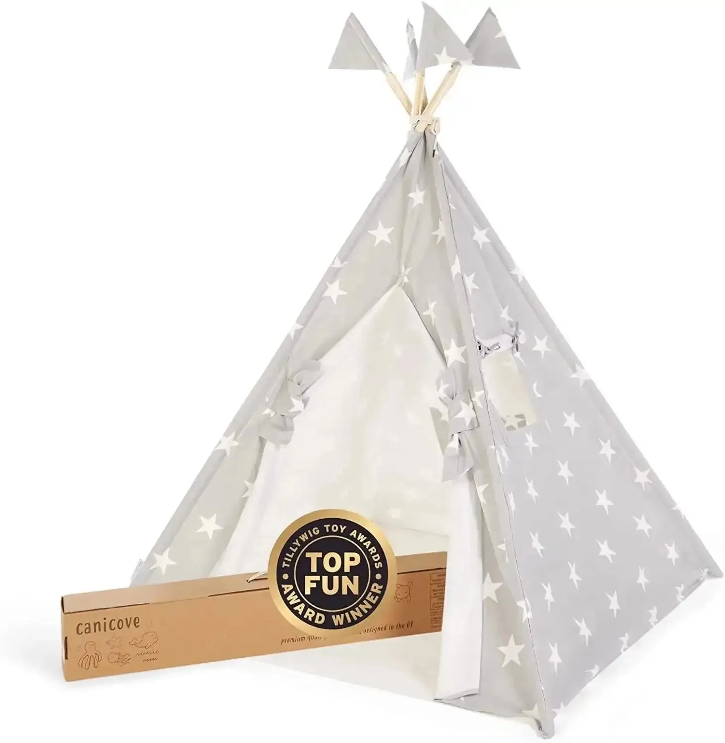 Teepee Play Tent - Wigwam - Plain White - Cotton Canvas