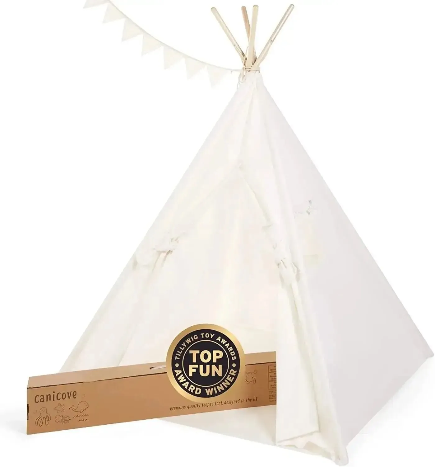 Teepee Play Tent - Wigwam - Plain White - Cotton Canvas