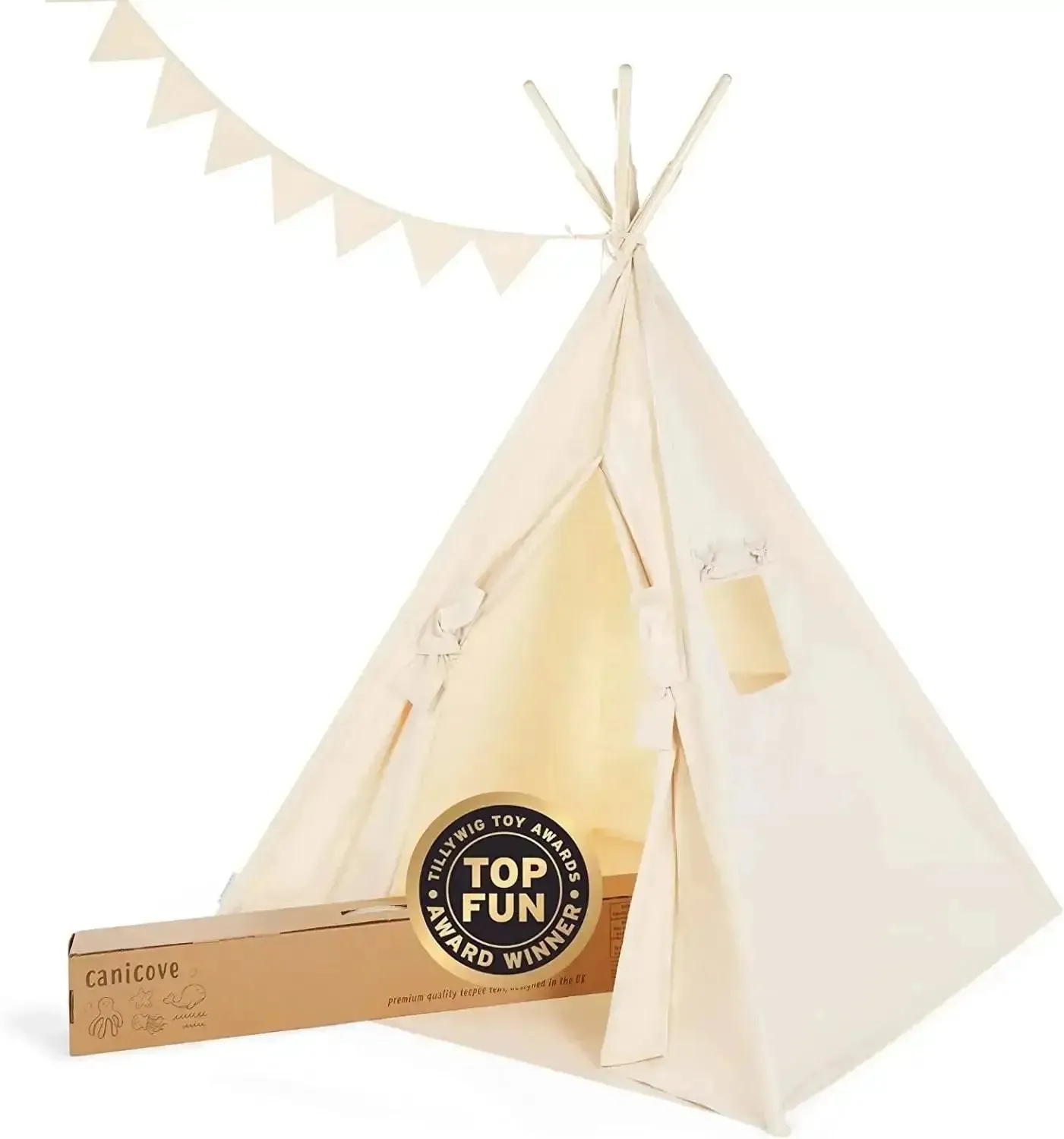 Teepee Play Tent - Wigwam - Plain White - Cotton Canvas